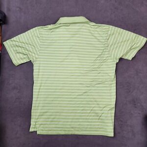 Peter Millar Polo Shirt Mens Large Green White Striped‎ Double Mercerized Cotton